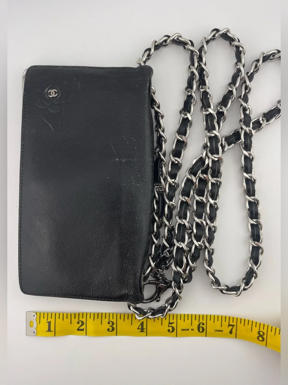 Vintage CHANEL Black Leather Wallet on Chain from 2009-2010. - Picture 16 of 16